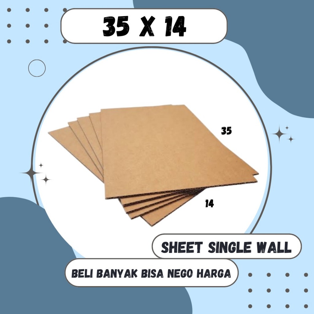 

Kardus Lembaran 35x14 Sheet Polos Single Wall Packing Karton Coklat Warna Packing