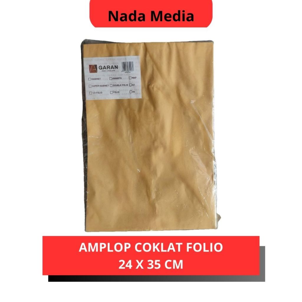 

Amplop Coklat Ukuran Folio 24 x 35 cm 1 Pack isi 100 Lembar