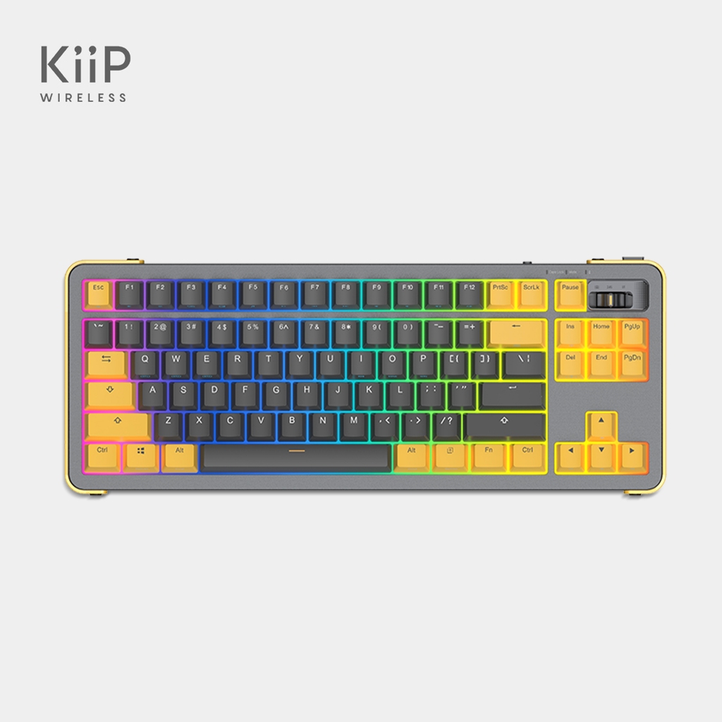 KiiP Wireless Y87 Gateron Switch Mechanical Gaming Keyboard Layout Hot-Swappable RGB Backlight