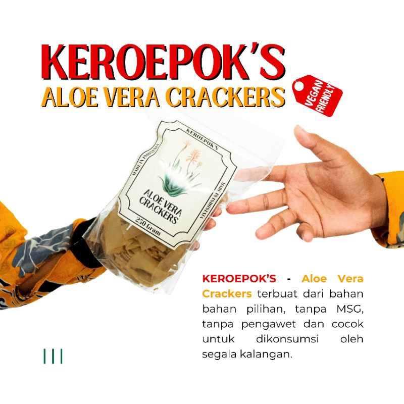 

SELERA RASA | KEROPOEK'S - Aloe Vera Crackers | Kerupuk Vegetarian, kerupuk tanpa pengawet, kerupuk organik