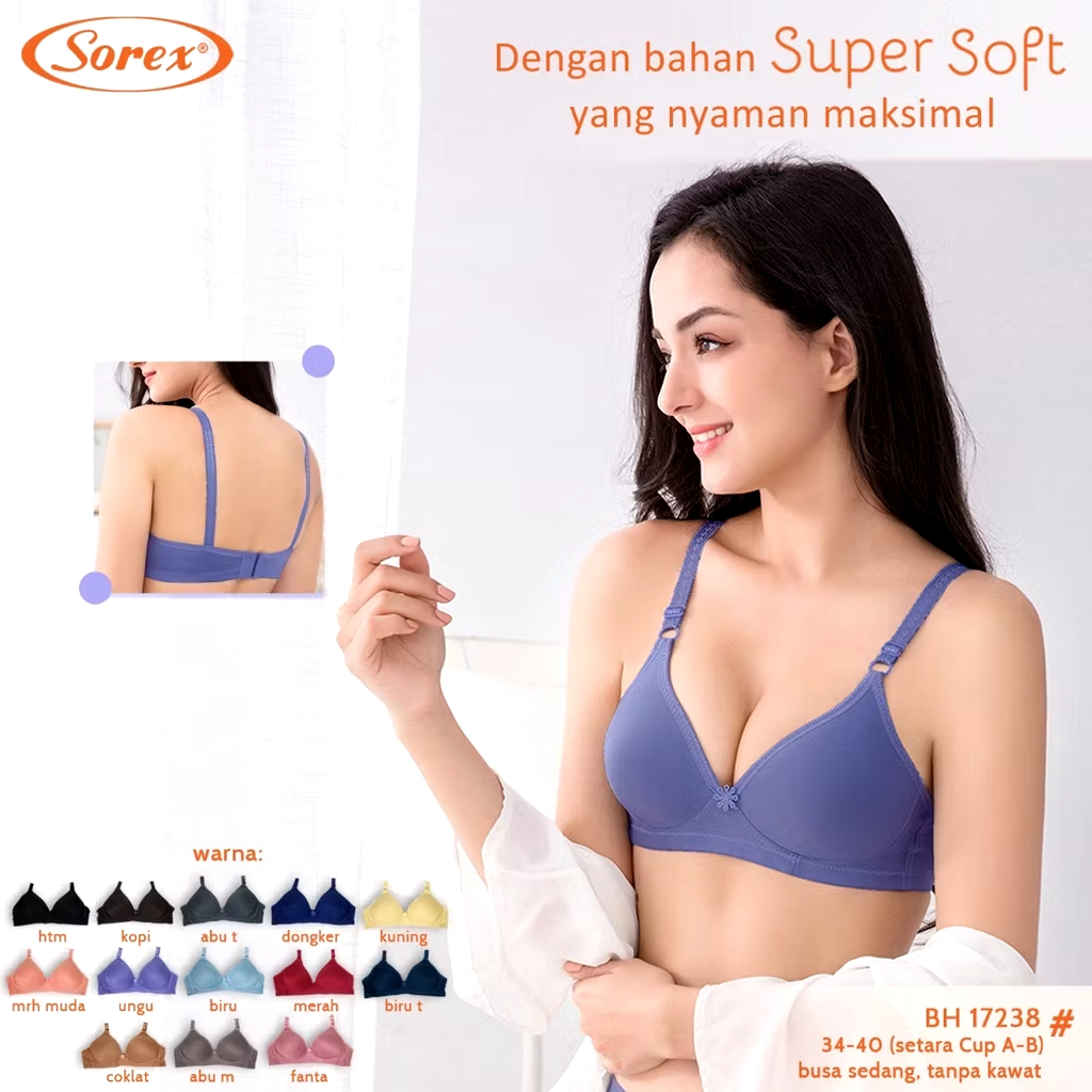 BH Sorex Bra Wanita Cup Kecil Kait 2 Tanpa Kawat / BH Busa Sedang 34 36 38 40 / BH Wanita Dewasa Bag