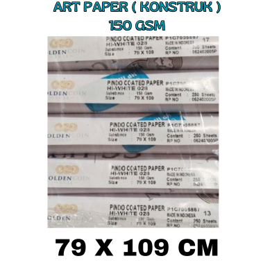 

ART PAPER ( KONSTRUK ) 150 GSM UKURAN PLANO ( 79 X 109 CM ) , 10 LEMBAR