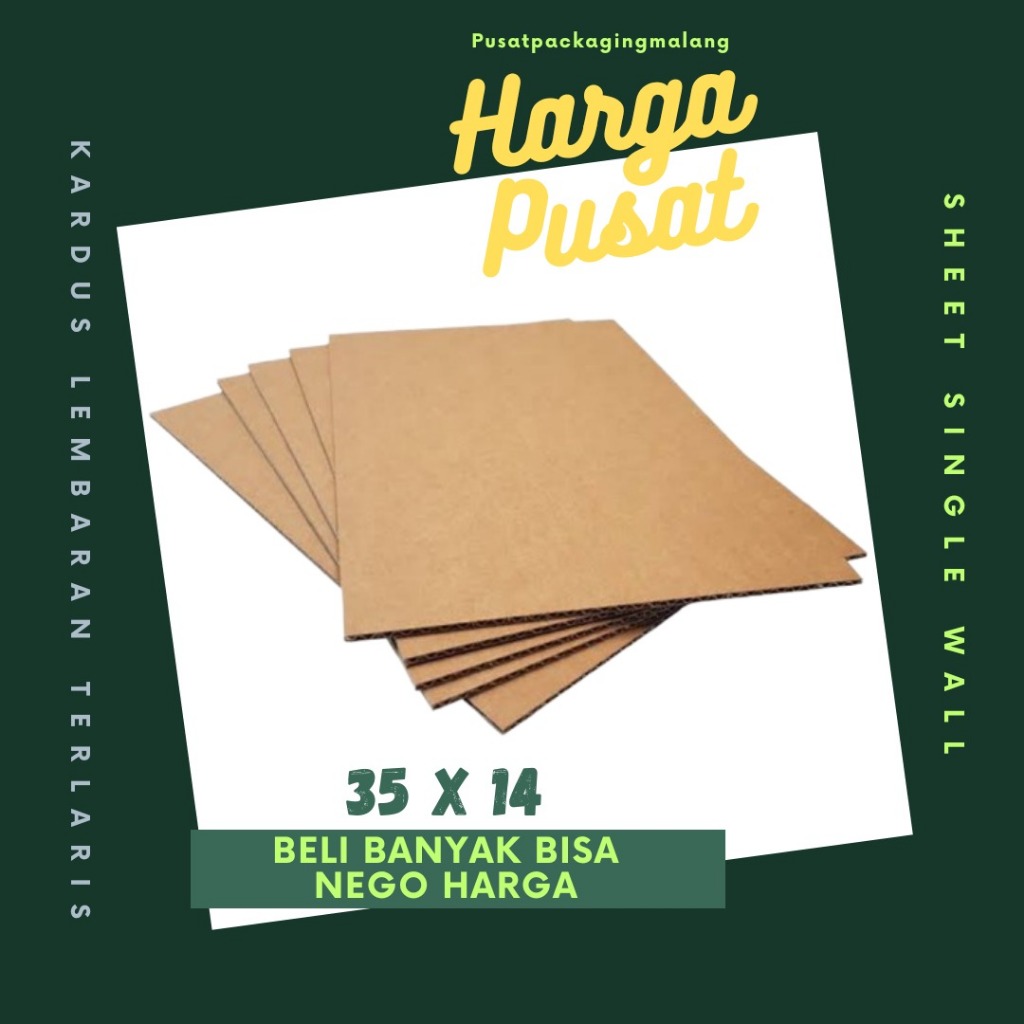 

Sheet Lembaran 35x14 Kardus Lembaran Polos Single Wall Bahan Coklat Karton Packing