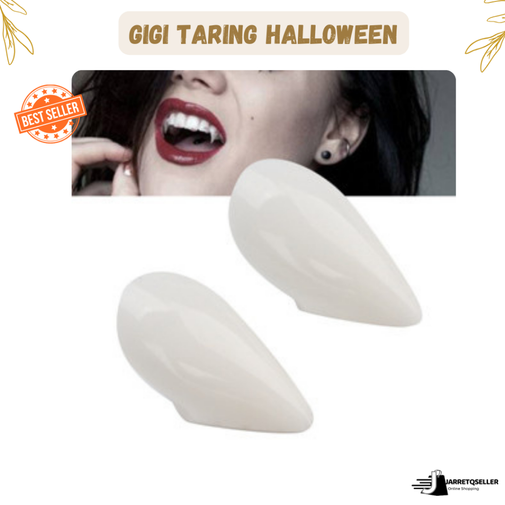 🆕 Pernik Halloween Gigi Taring Palsu Sepasang | Gigi Zombie Pesta |  Mainan Vampire Dracula Cosplay