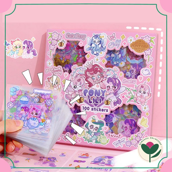 

1 set isi 100 lembar sticker my little pony cute lucu deco stiker MK1236