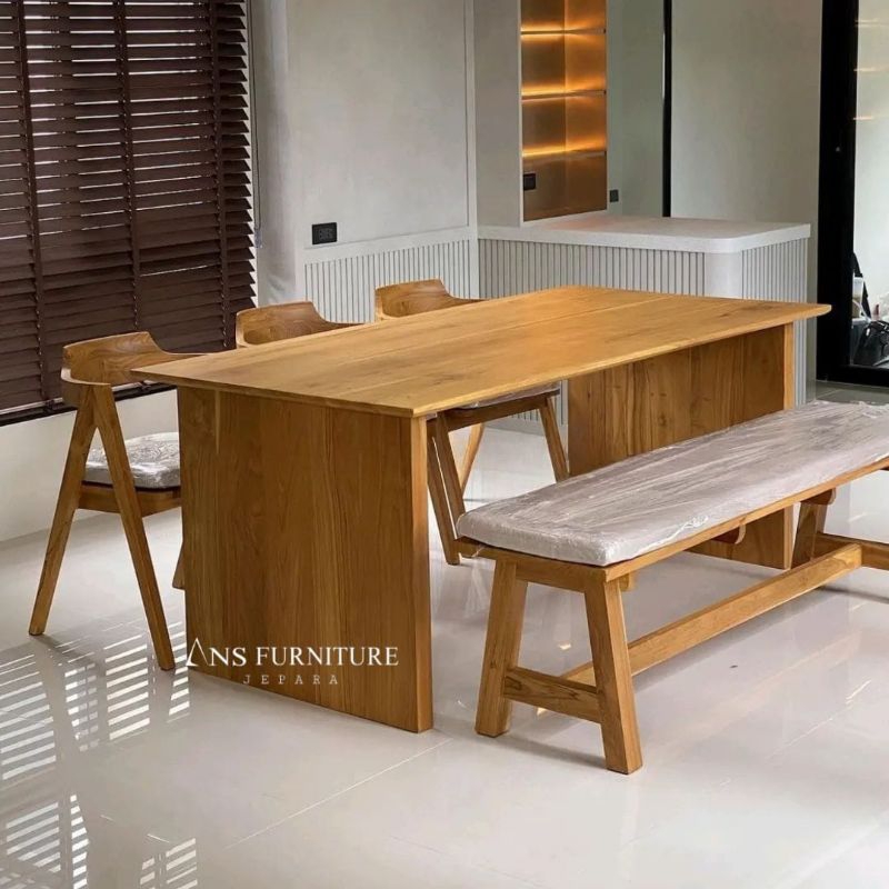 meja makan jati minimalis modern