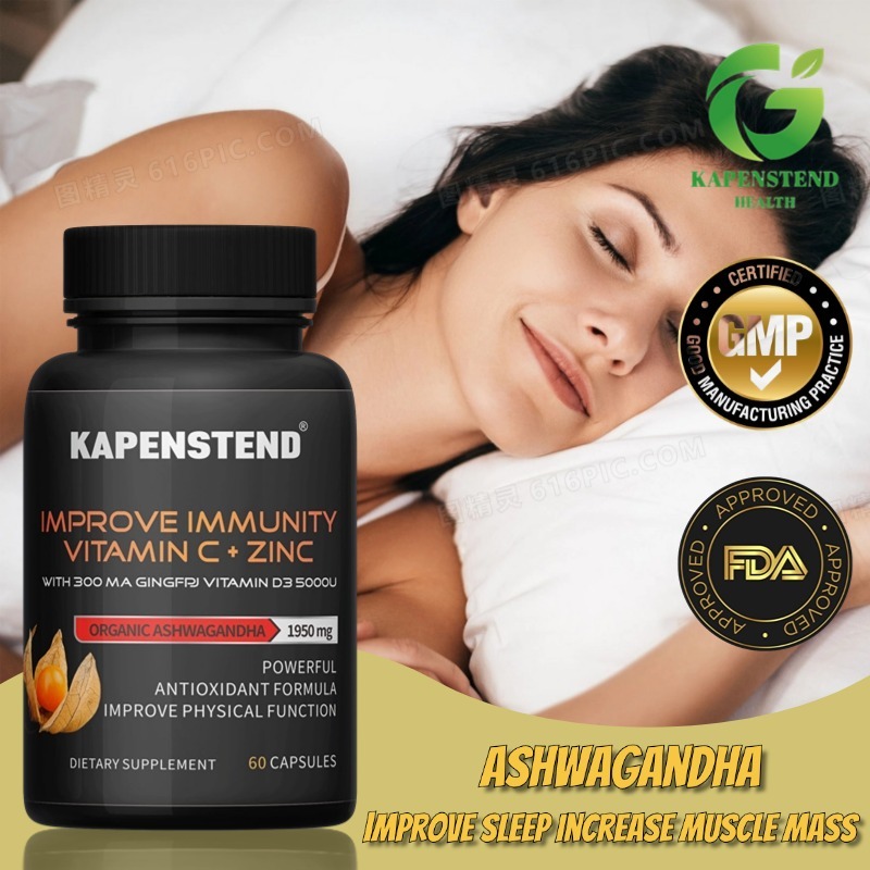 Ashwagandha Organik, 60 Kapsul, Bubuk Ashwagandha & Ekstrak Akar ， Pereda Stres, Peningkat Kekebalan