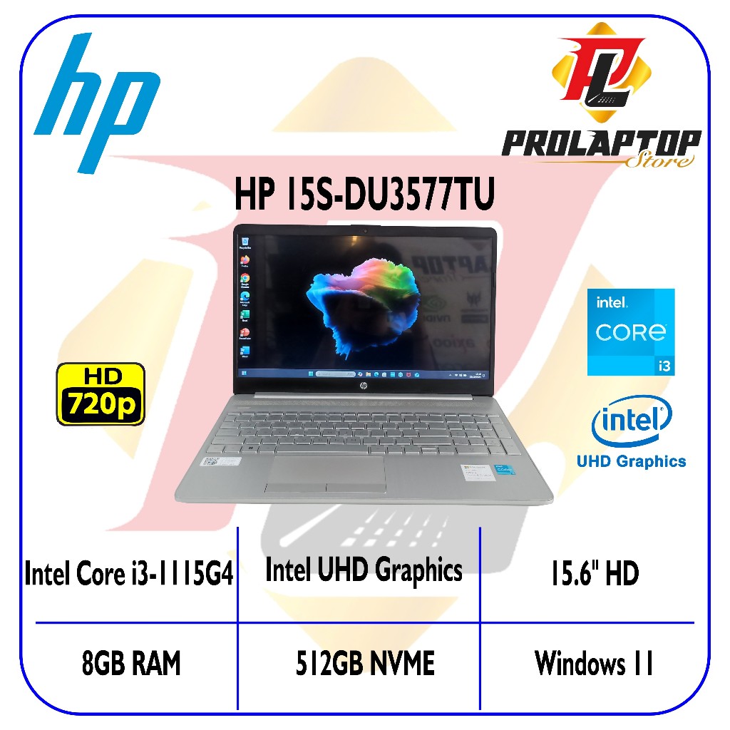 HP 15S-du3577TU Intel Core i3-1115G4 RAM 8GB SSD NVME 512GB 15.6"