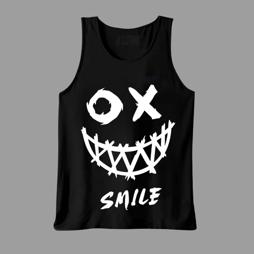 Singlet Pria Lekbong Hitam Motif Smile
