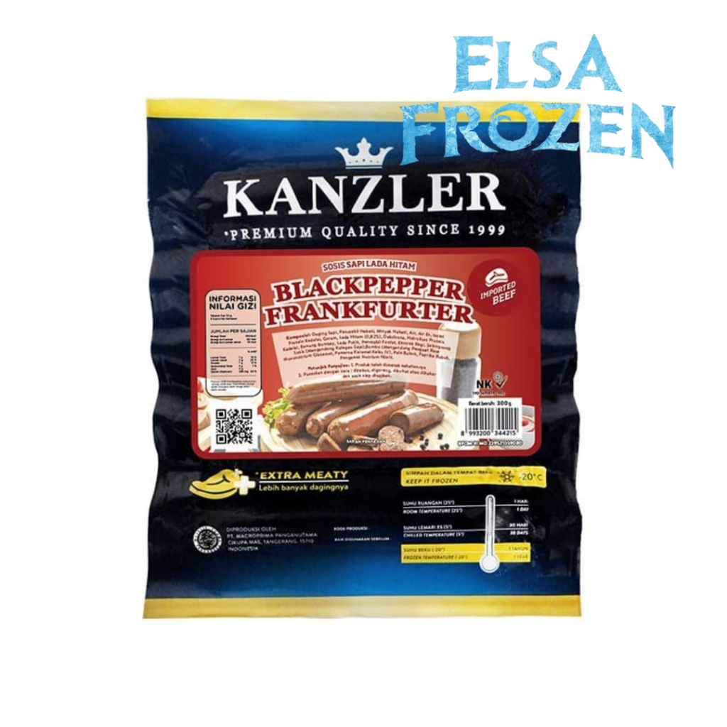 

KANZLER BLACKPEPPER FRANKFURTER 300GR ISI 6 SOSIS SAPI LADA HITAM