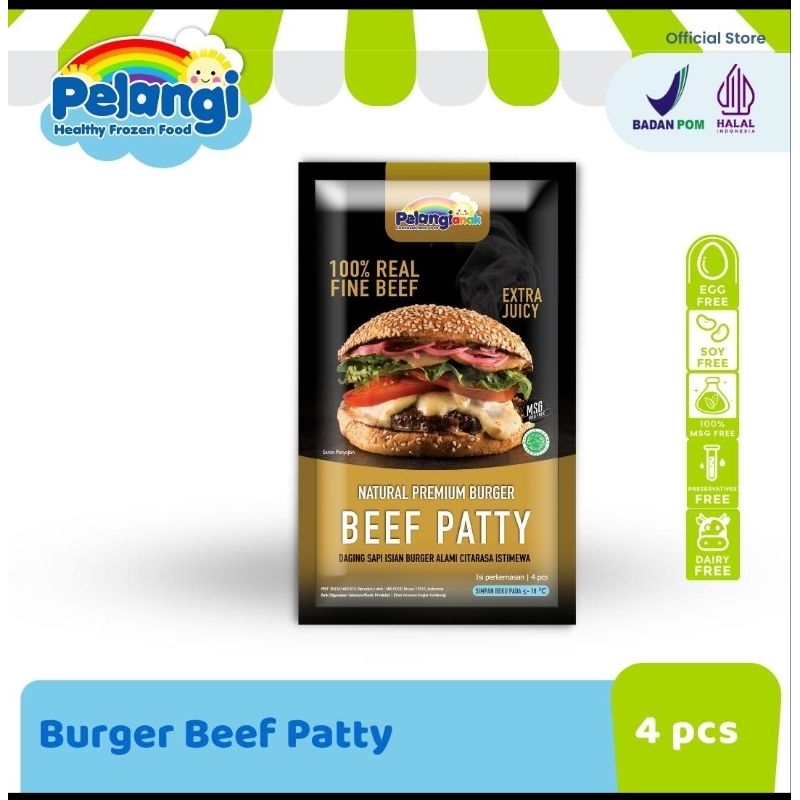 

Burger Beef Patty / Burger Chicken Patty / Burger Fish Patty / Isian Burger non msg Pelangi Anak Frozen Food 100% Halal Non Msg Bebas pengawet