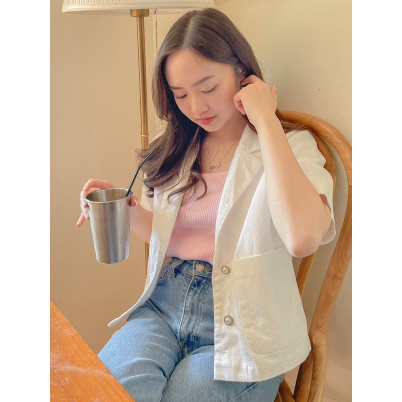 (Preloved Used 1x) Her Apparel HONGDAE TWEED - Atasan Wanita Korean Style