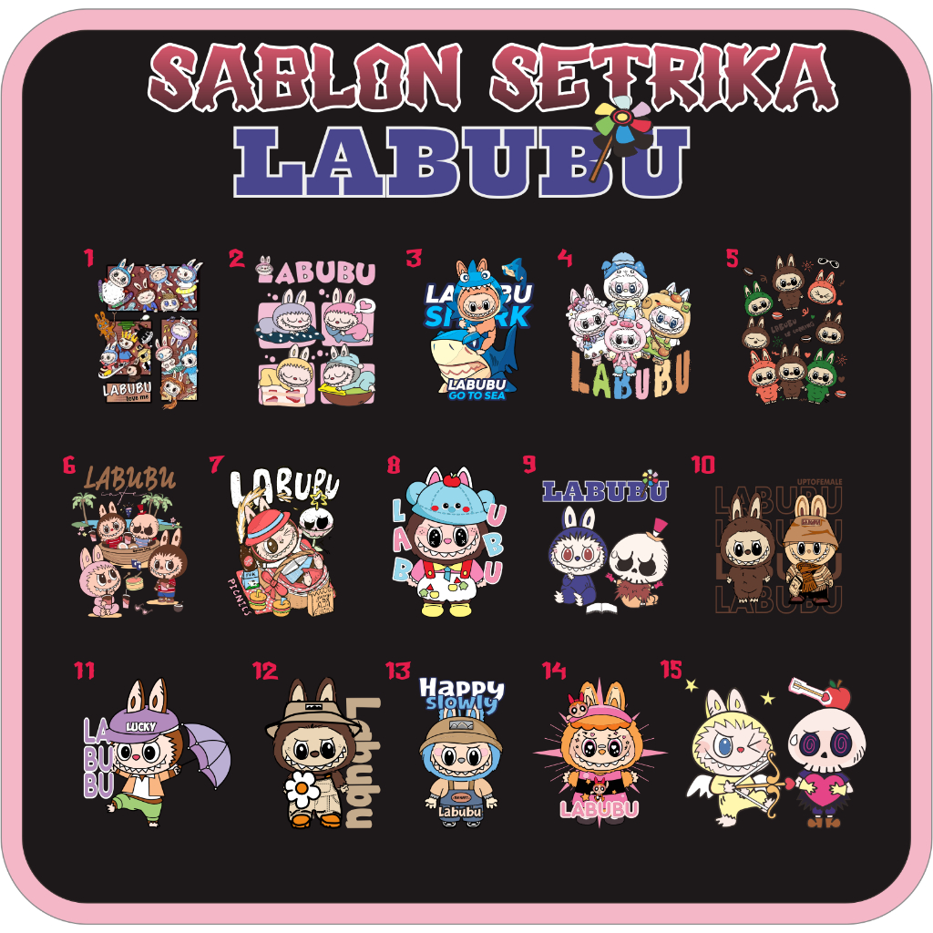 SABLON BAJU LABUBU / SABLON DTF LABUBU UKURAN A3
