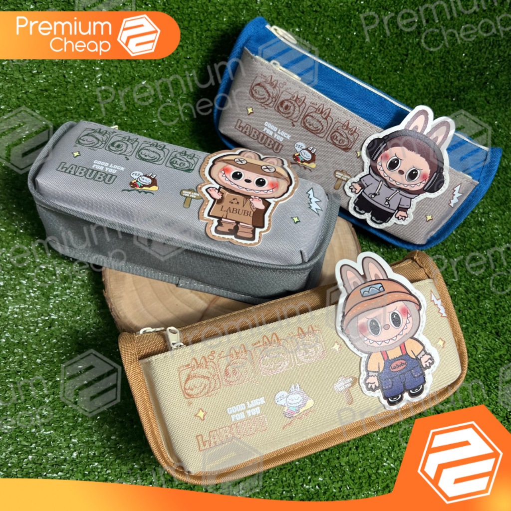 

[1 PCS] Kotak Pensil Premium Labubu 2 Sleting Gambar Timbul Bahan Kain