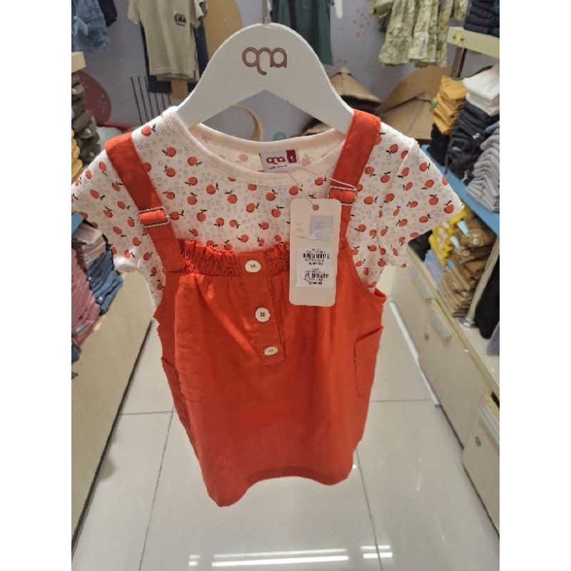 Qna Baju Anak Perempuan Setelan Overall Kaos New Original