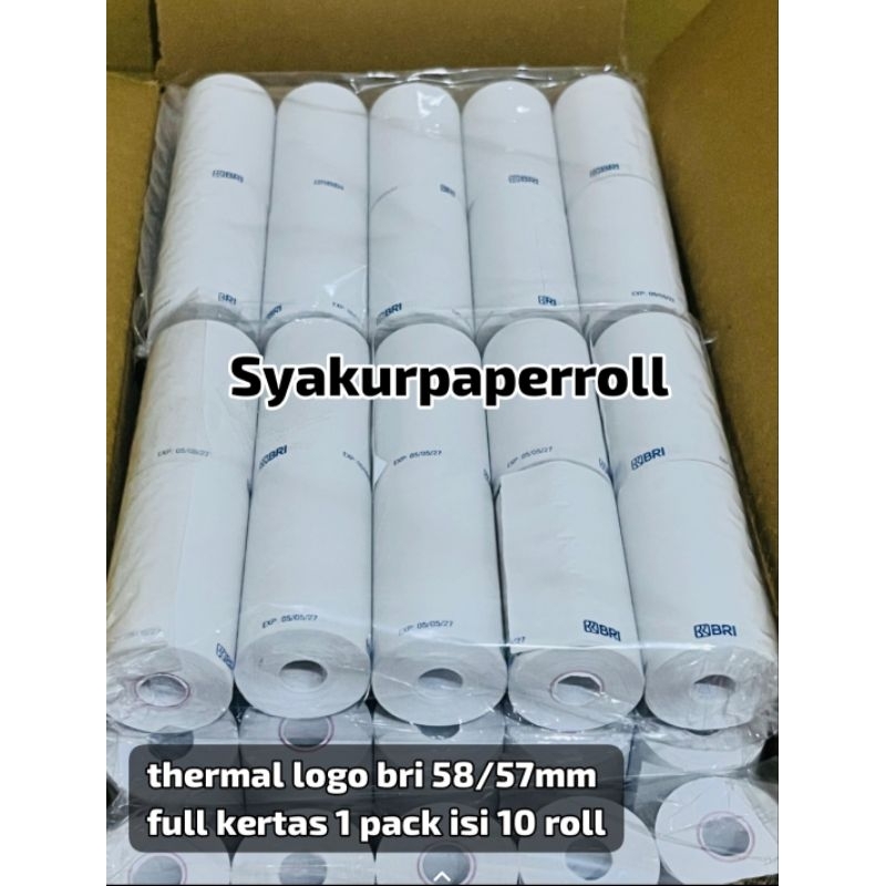 

HJK Kertas thermal logo BRI 58/57x30 full coreles paket 100 pcs / Struk kasir printer edc 58mm