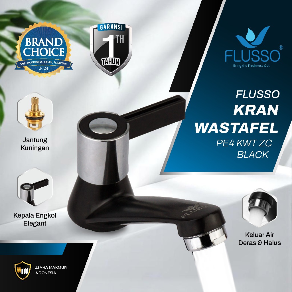 Flusso Kran Wastafel Kran Air Wastafel Cuci Tangan Kran Air Wastafel Black 852