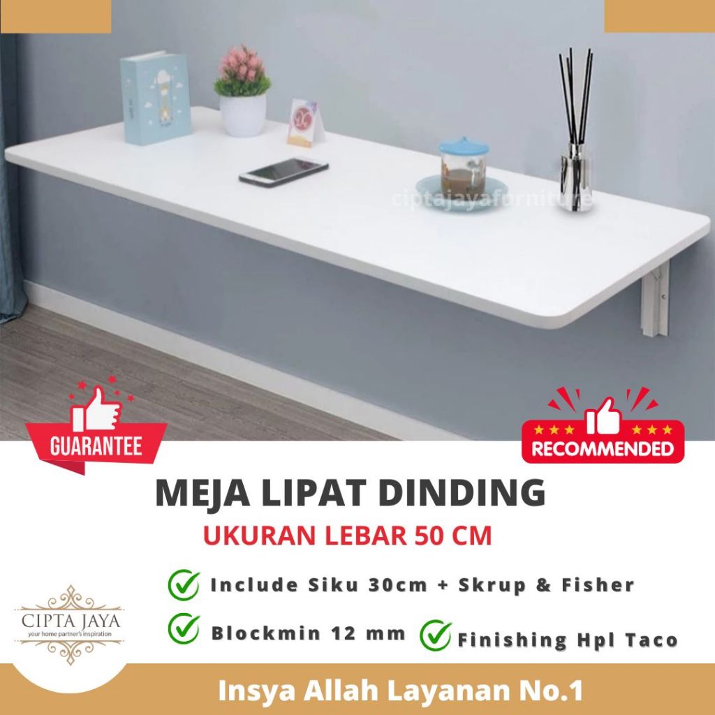 Cipta Jaya - Custom Meja Lipat Dinding Belajar Kerja Makan Laptop Lipet Anak Kayu Minimalis Dapur WF