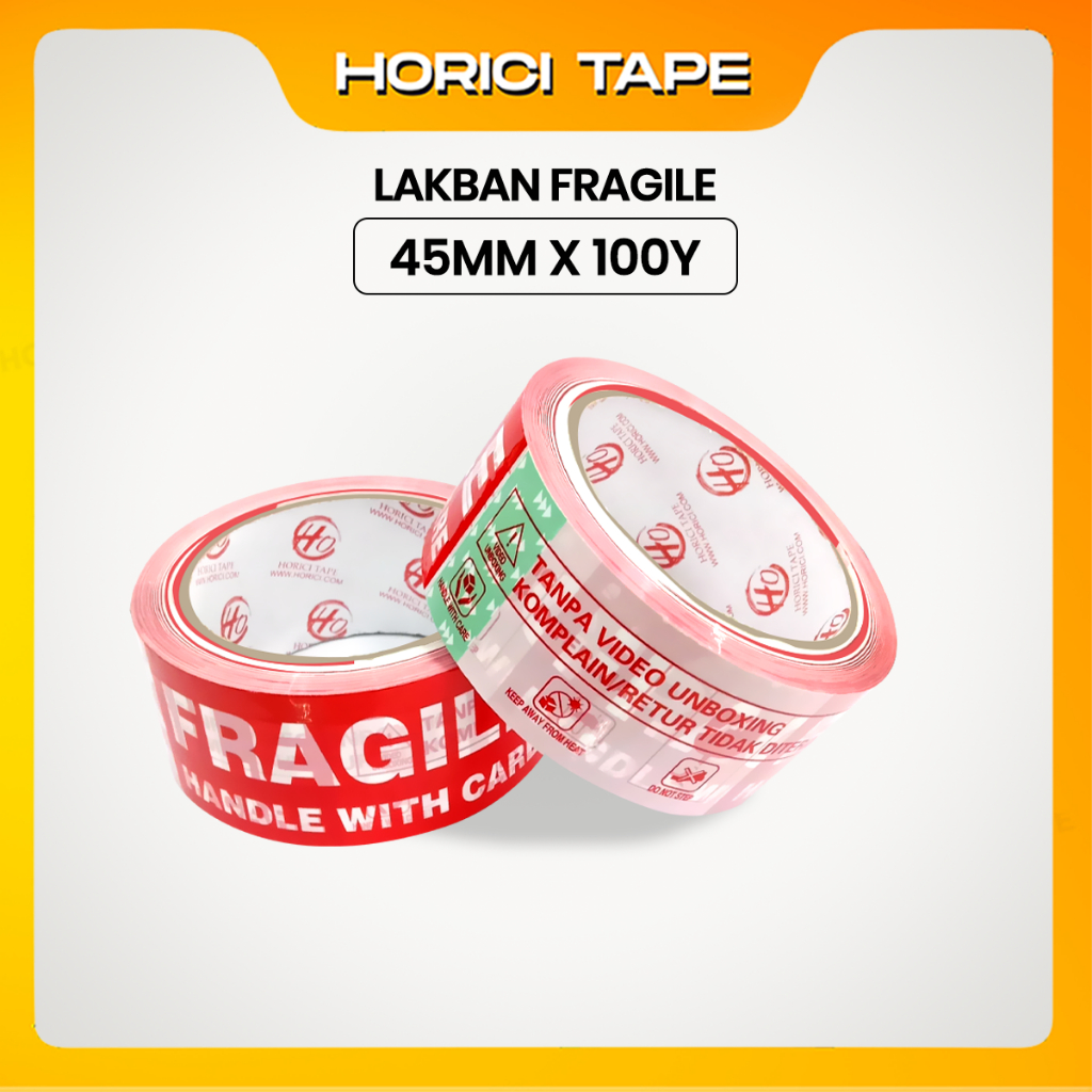 

HORICI Fragile Lakban Jangan Dibanting Merah Putih 45mm 100y 45Mic