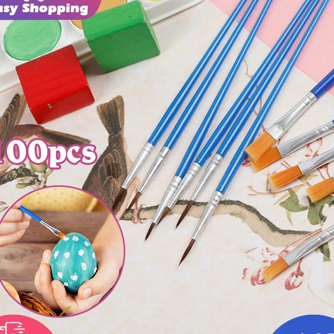FG2 1pcs Kuas Lukis Set Ujung Pointed Dan Flat KuasCat Minyak Kuas Melukis Lengkap Kuas Lukis Akrili