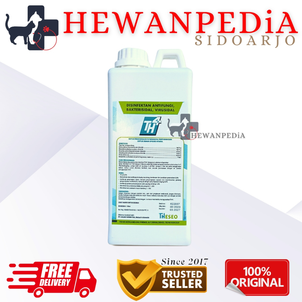 TH4 1 Liter 1 L Hewanpedia - Desinfektan Anti Virus Corona Antibakteri Desinfektan TH4+ Desinfektan 