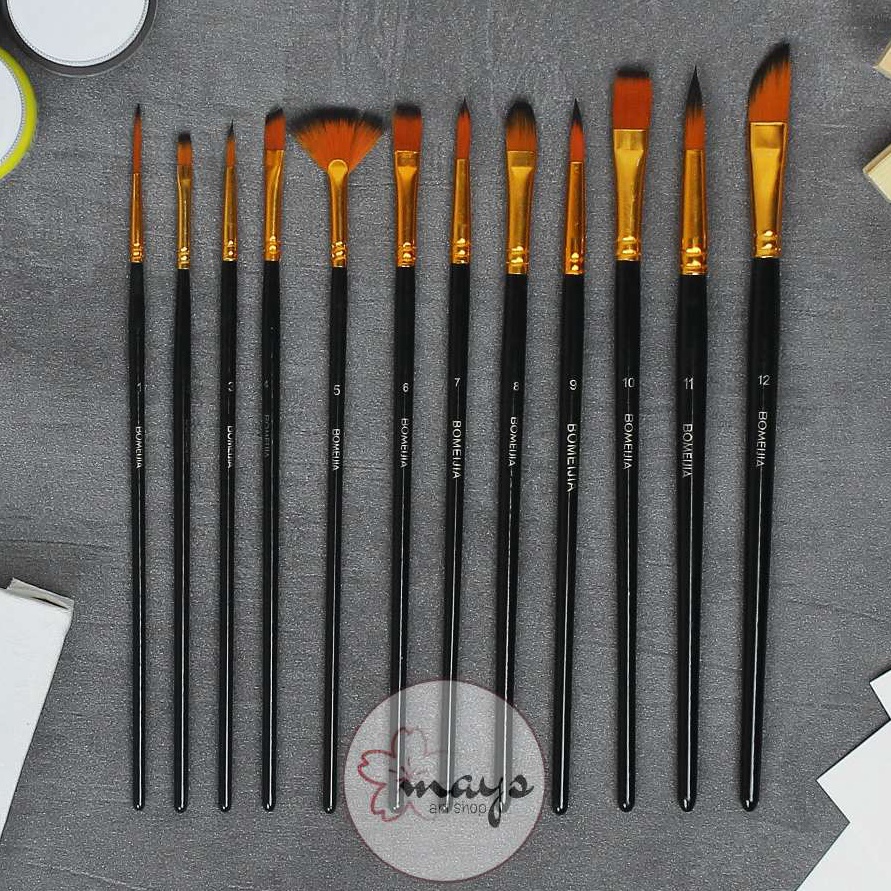 

Eksklusif KUAS LUKIS NILON SET 12 PCS MIX ARTIST PAINT BRUSH SET KUAS KIPAS FLAT ROUND ANGULAR FILBERT FAN BRUSH NYLON