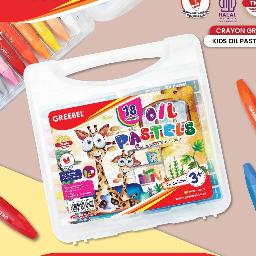 

KP8 GREEBEL Crayon Krayon KIDS OIL PASTEL 18 Warna KOP 18C Crayon Greebel Krayon 18 Warna Non toxic