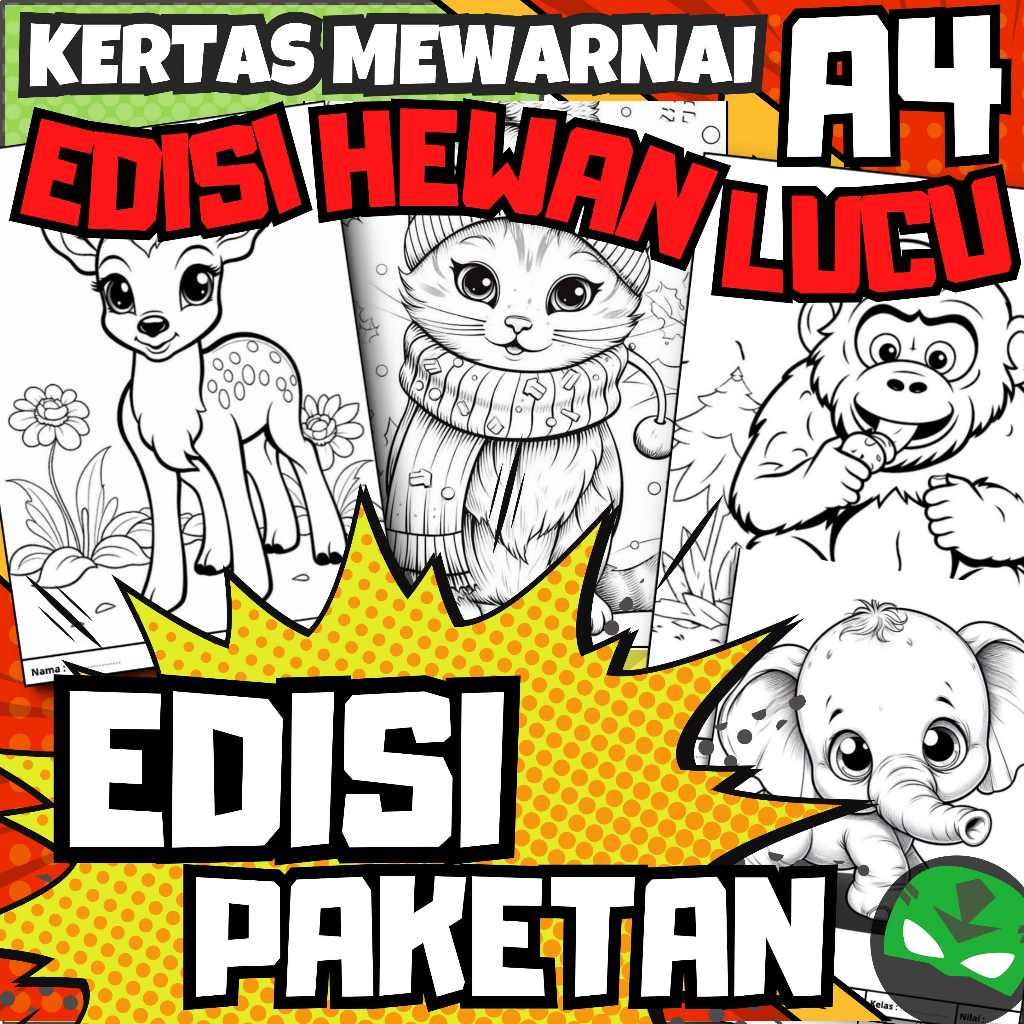 

MEDIA BELAJAR MELUKIS DAN MEWARNAI - KERTAS KREATIFITAS MEWARNAI ANAK A4 DENGAN PRINT CETAK BUKAN FOTO COPY - MEDIA WARNA ANIMAL PAKETAN 10 LEMBAR