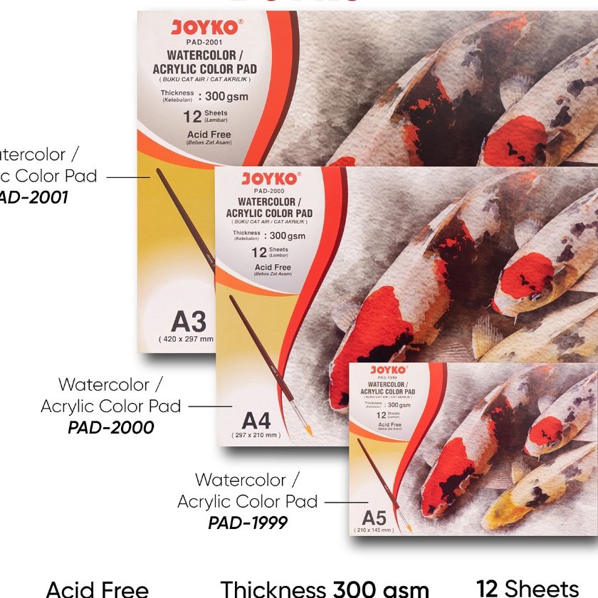 

Langka Joyko Watercolor Pad Buku Gambar Cat Air Akrilik 3 gsm 12 Sheets