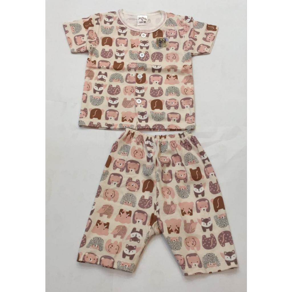 Cherry House - Set Piyama Bayi Panjang/Pendek Kancing Depan motif Bear