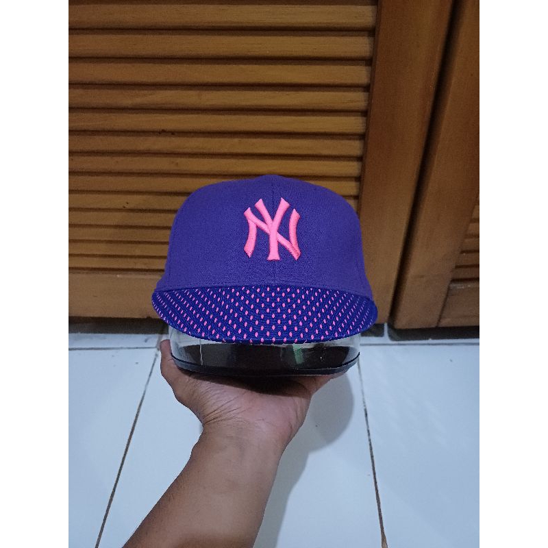 Topi Snapback MLB Baseball NY Visor Pendek Two Tone