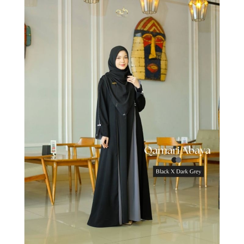 Gamis Abaya Qamari by Adina.id | gamis polos simpel elegant | bahan adem tidak menerawang | baju gam