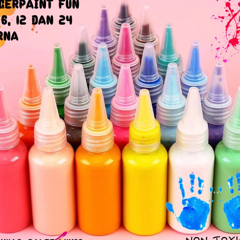 

Boom CAT AKRILIK NON TOXIC FINGER PAINT SET 6 12 DAN 24 WARNA ISI 5ML PERBOTOL FREE KUAS PALET DAN BOX