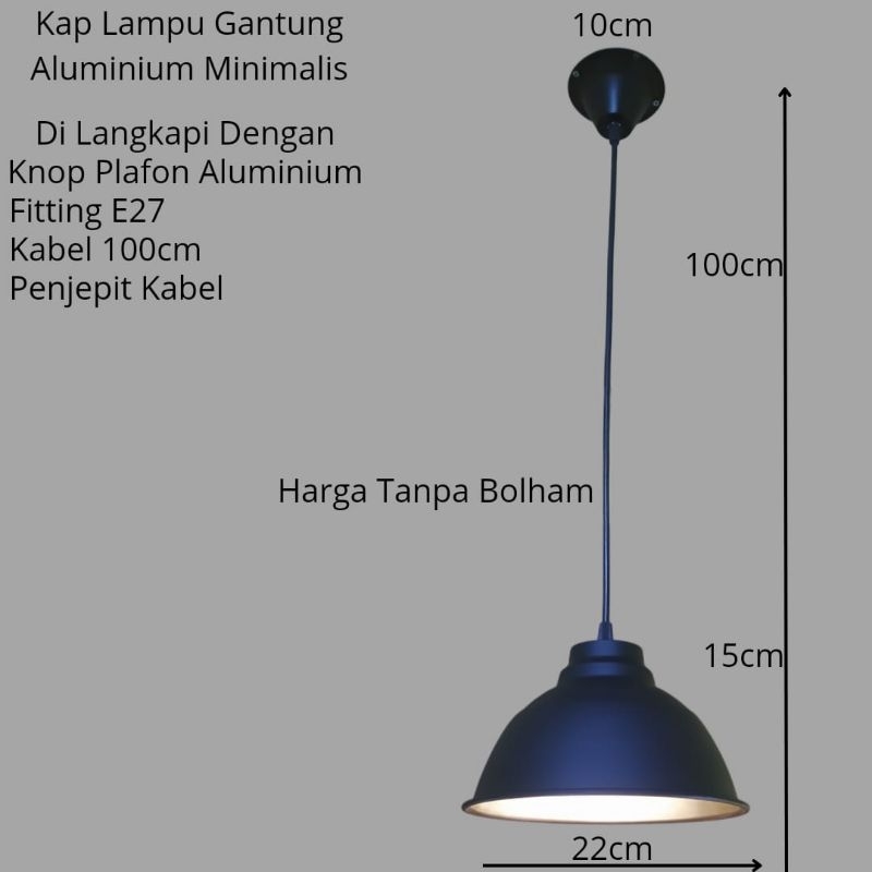 kap lampu gantung alumunium cafe/resto kap industrial