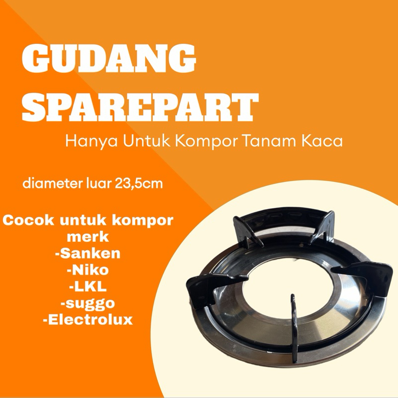 Tatakan Kompor Gas Model Tanam & Kaca Bulat Universal Model Stenlis