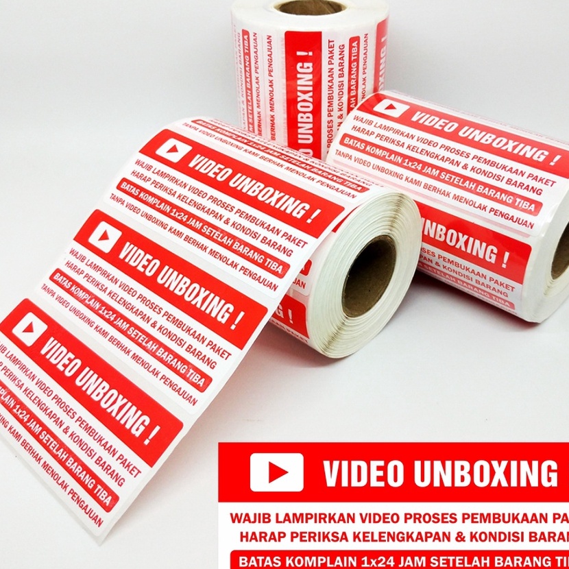 

Hot Sticker Label Wajib Video Unboxing Stiker Pengiriman OlShop 85 x 35 cm 1 roll isi pcs