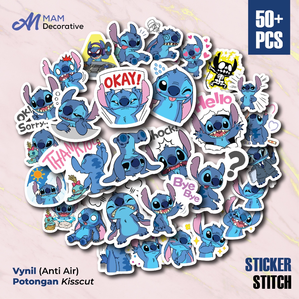 

50 PCS STIKER STITCH | Vinyl Waterproof | Stiker Helm Buku Journal Casing HP Laptop