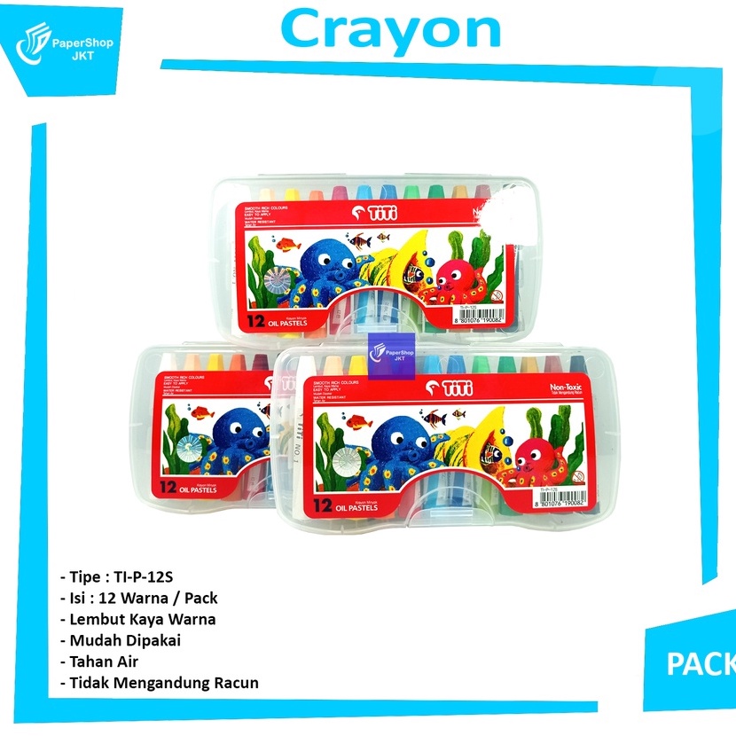 

Wah TITI Oil Pastel Krayon Minyak 12 Warna TIP12S Set