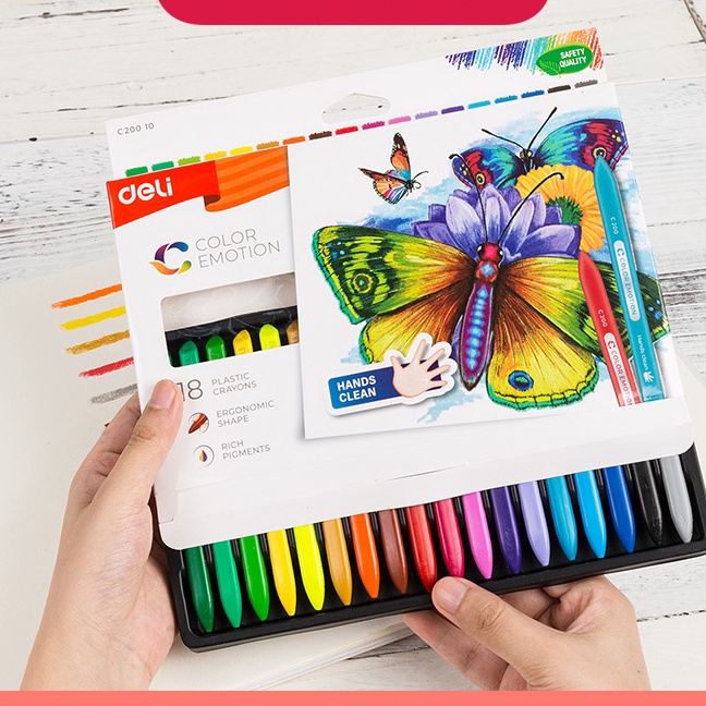 

HJ6 Deli Krayon Sekolah 121824 Warna Cerah Bentuk segita ergonomis tidak be EC21