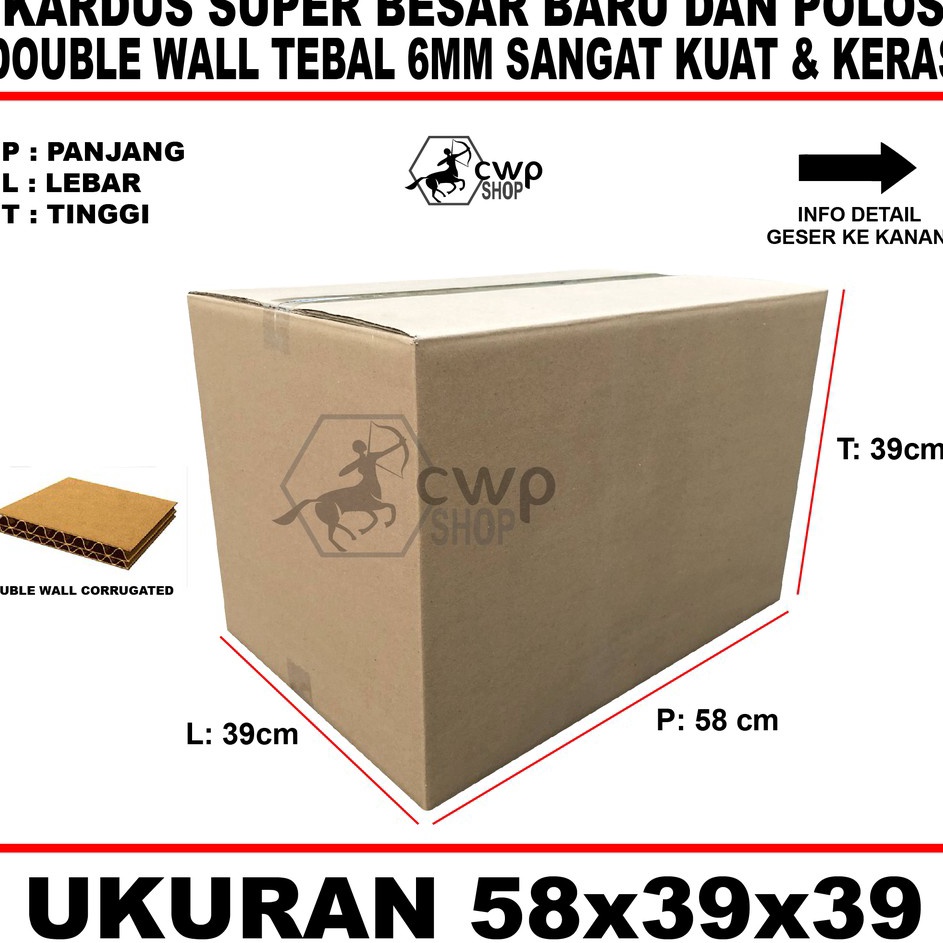 

DISKON LUAR BIASA Kardus Box Besar Polos Uk 58x39x39cm DOUBLE WALL