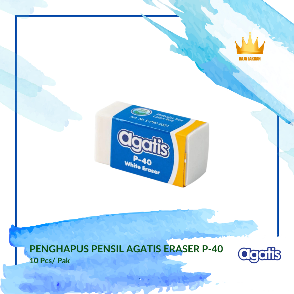 

Penghapus Stip Pensil Agatis Eraser P-40/ Putih - 10 Pcs/Pak