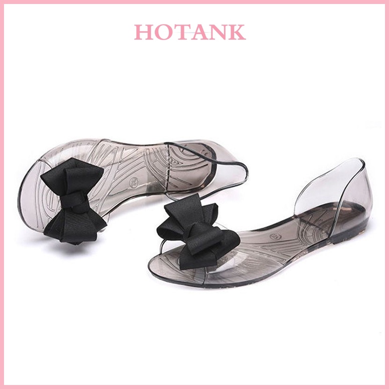 Terbagus Ready DSepatu Jelly Kaca Wanita Sepatu Jelly Datar Transparan Sepatu Jelly Simpul Sepatu Je