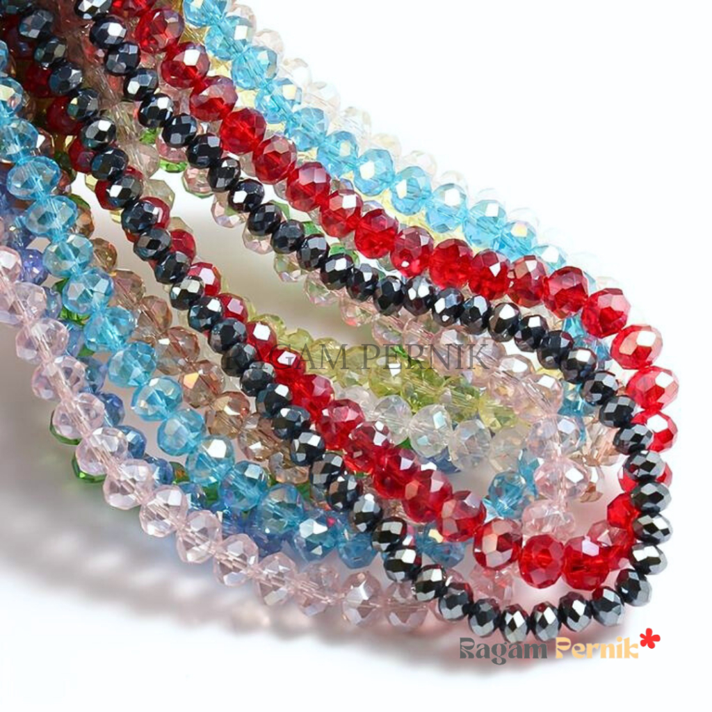 Manik Kristal Ceko 4/6/8  Mm, Kristal Ceko Bulat Bening Transparan