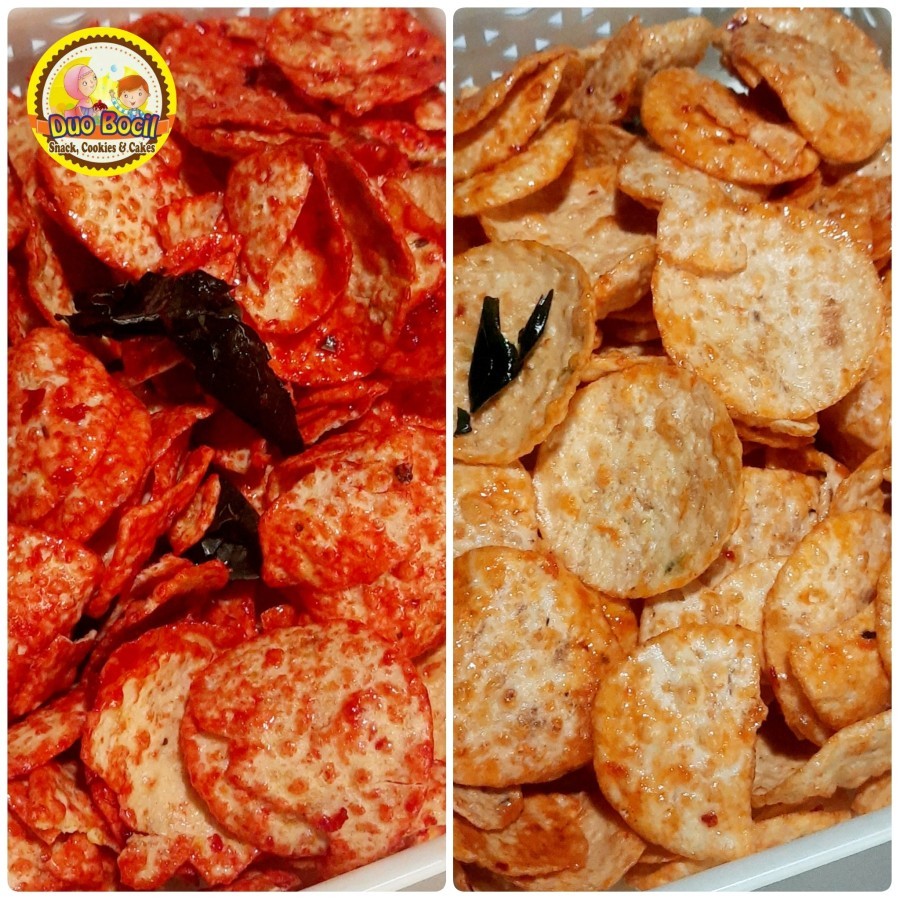 

Kecimpring Rujak Fahriza / Keripik Singkong Pedas Daun Jeruk - Duo Bocil Snack