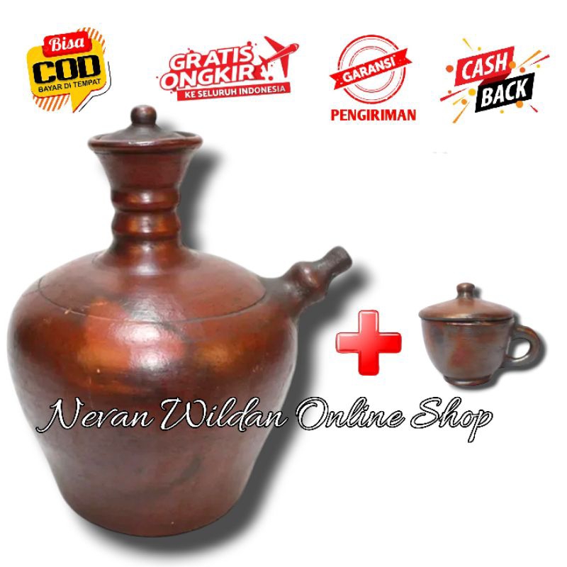KENDI TANAH LIAT + CANGKIR | KENDI PROMO | KENDI GERABAH | KENDI TRADISIONAL | KENDI TANAH LIAT