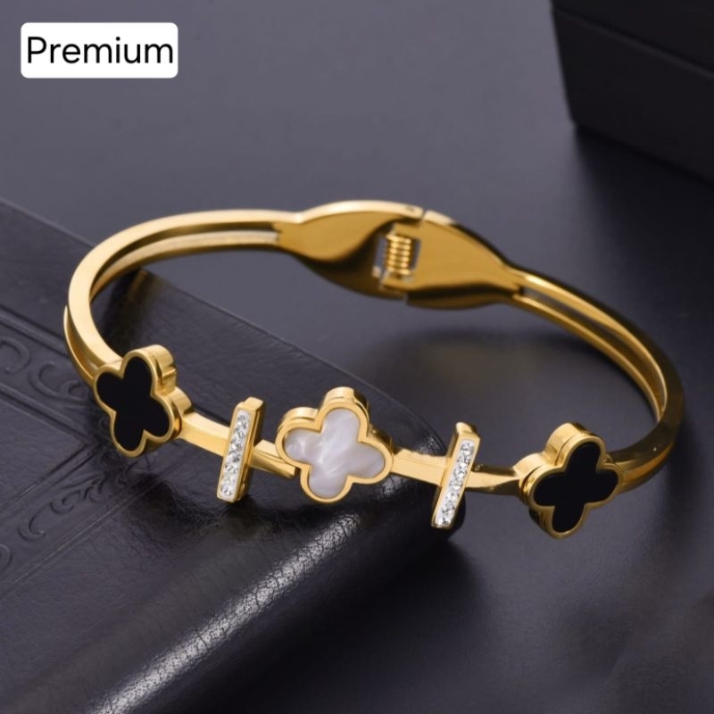 PREMIUM Gelang Tangan Titanium Wanita Anti Karat Asli Anti Luntur Bangle Korea