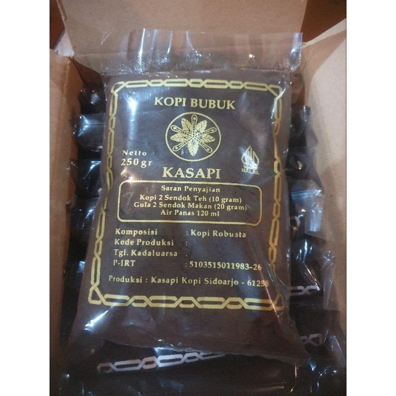 

Kopi bubuk hitam robusta merk kasapi GOLD