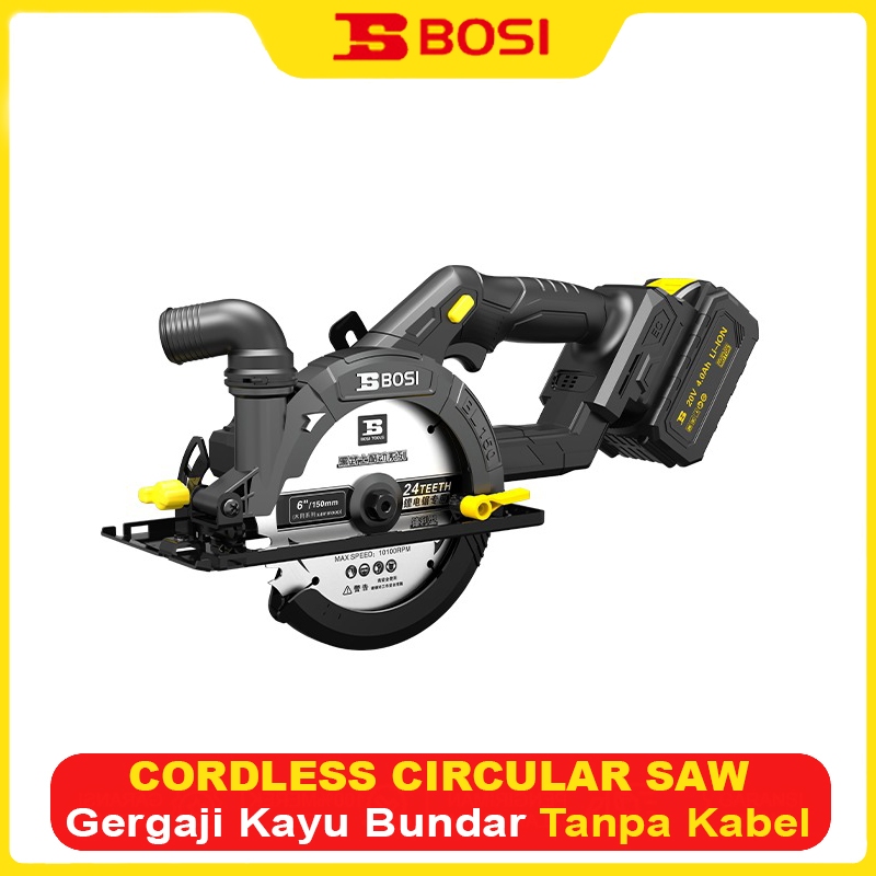 BOSI Cordless Circular Saw Gergaji Kayu Bundar Tanpa Kabel Mesin Gergaji Potong Kayu 55mm BS665401