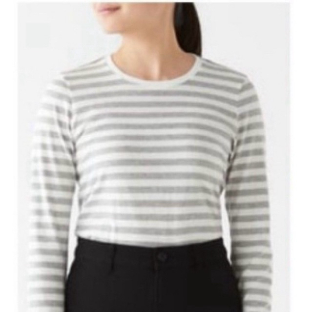 Muji striped top Muji stripes 3/4 long sleeve top muji stripe grey and white top muji sweatshirt muj