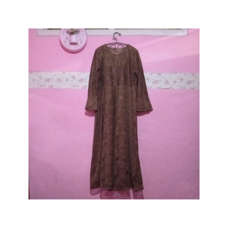 Dress gamis brukat coklat